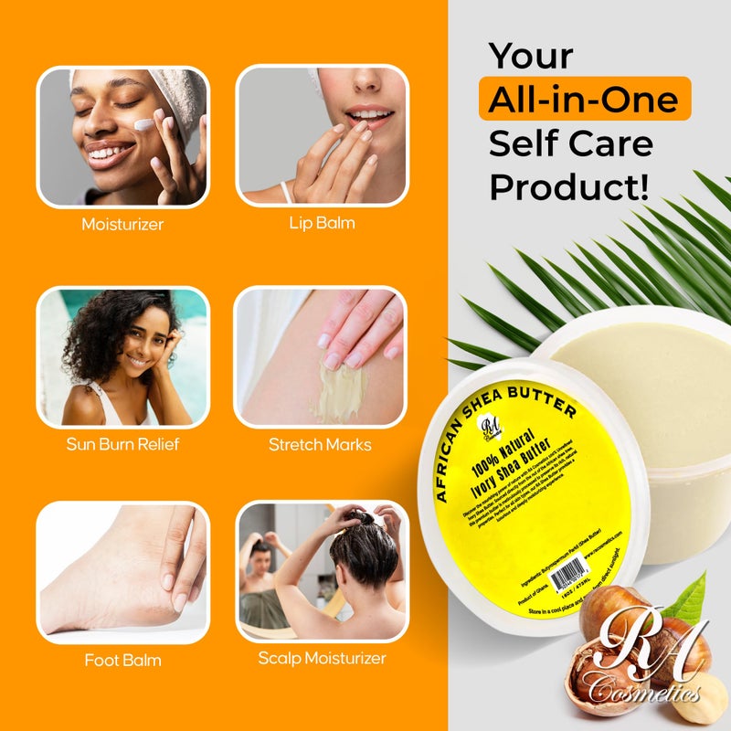 RA COSMETICS 100% Pure Shea Butter, Ivory â€“ 16oz | Raw Unrefined African Shea Butter from Ghana | Ultra-rich Moisturizer for Dry Skin | Whipped Texture | Ideal for DIY Skincare & Haircare Routines - Image 5