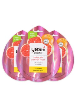 Yes To Yes To Grapefruit Iridescent Peel Off Mask with Vitamin C to Refresh Dull Skin for Men Women and Teens No Paraben 3 Pack 