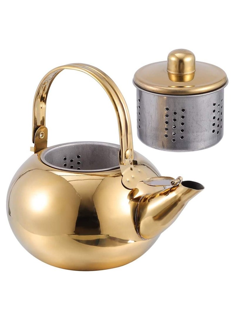 MileMelo Simple Stainless Steel Water Kettle, Tea Kettle, Water Kettle Suitable for Gas Stoves Gold 20cm  - Image 1
