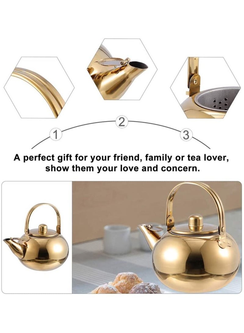 MileMelo Simple Stainless Steel Water Kettle, Tea Kettle, Water Kettle Suitable for Gas Stoves Gold 20cm  - Image 3