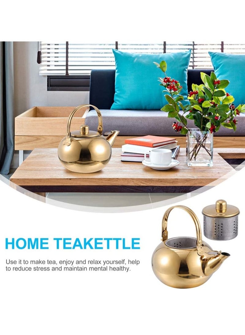 MileMelo Simple Stainless Steel Water Kettle, Tea Kettle, Water Kettle Suitable for Gas Stoves Gold 20cm  - Image 4