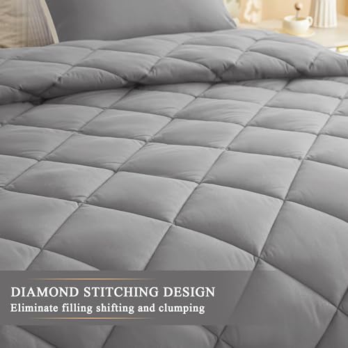 MIOTO 120x128 Oversized King Comforter, Extra Large King Size Comforter Oversized, All Season Soft Lightweight Quilt Down Alternative Duvet Insert with 8 Corner Tabs(120x128, Light Grey) - Image 4