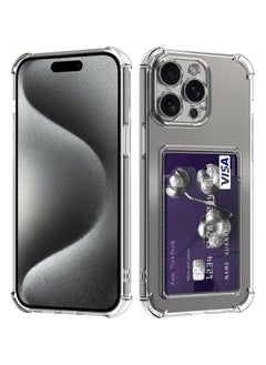 Wallet Phone Case Slim Fit Card Slot Transparent Case Protective Soft Shockproof Case with Card Holder For Iphone 15 Pro Max