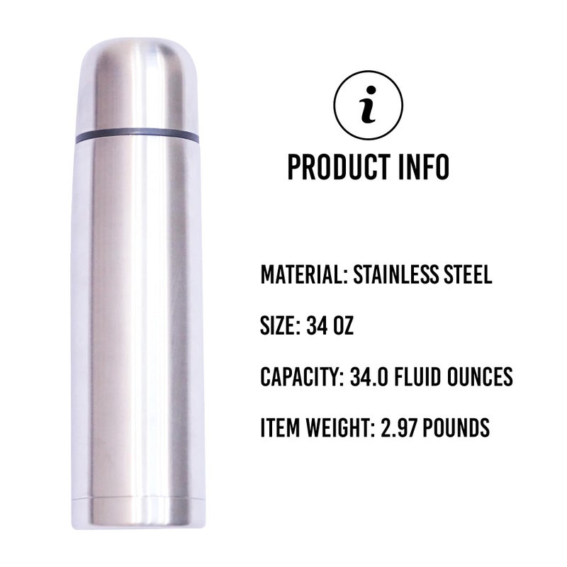 Fijoo Best Stainless Steel Coffee Thermo, BPA Free, New Triple Wall Insulated, Hot & Cold for Hours. (34 OZ/1000ML) - Image 5