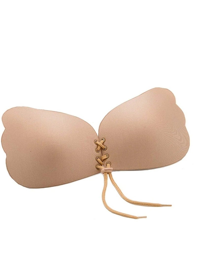 Strapless Silicone Bra, Beige, Invisible Bra, Silicone, High Viscosity, Anti-Separation, Breast Enhancer - Image 2