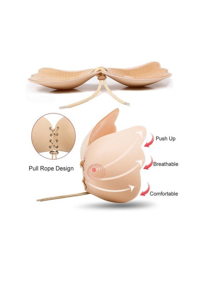 Strapless Silicone Bra, Beige, Invisible Bra, Silicone, High Viscosity, Anti-Separation, Breast Enhancer - Image 4