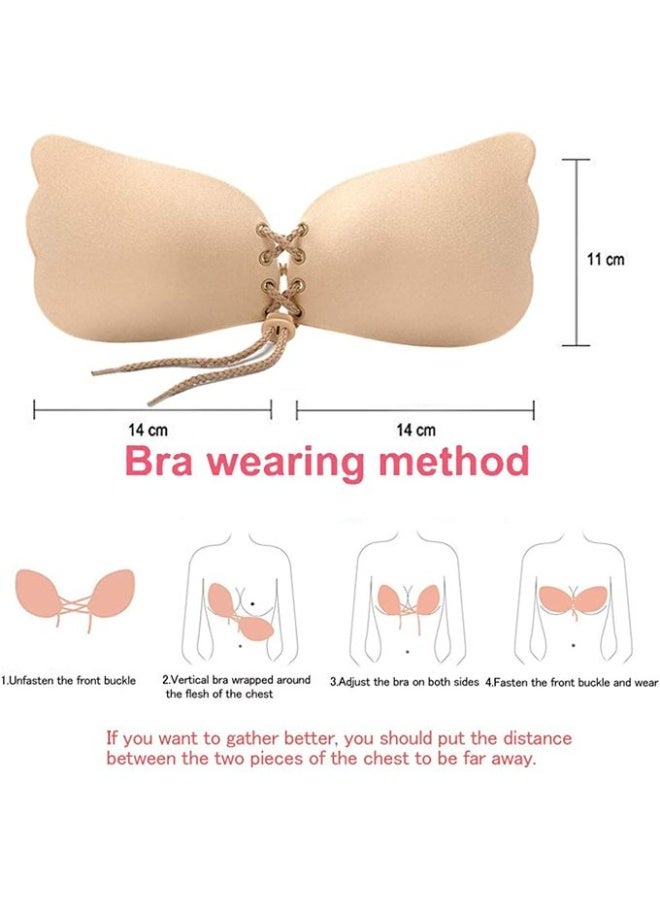 Strapless Silicone Bra, Beige, Invisible Bra, Silicone, High Viscosity, Anti-Separation, Breast Enhancer - Image 5