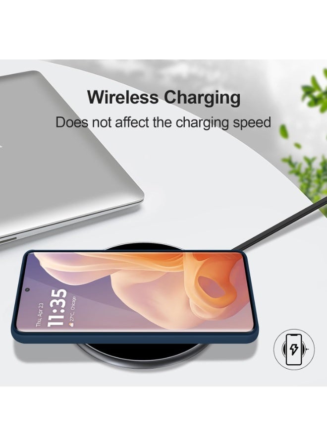 Muzz حافظة لموتورولا موتو G85 حافظة مطاطية سائلة مع بطانة ميكروفايبر ناعمة غلاف صلب رفيع مضاد للصدمات لحماية موتو G85 / موتو إيدج 50 فيوجن (أزرق) - Image 2