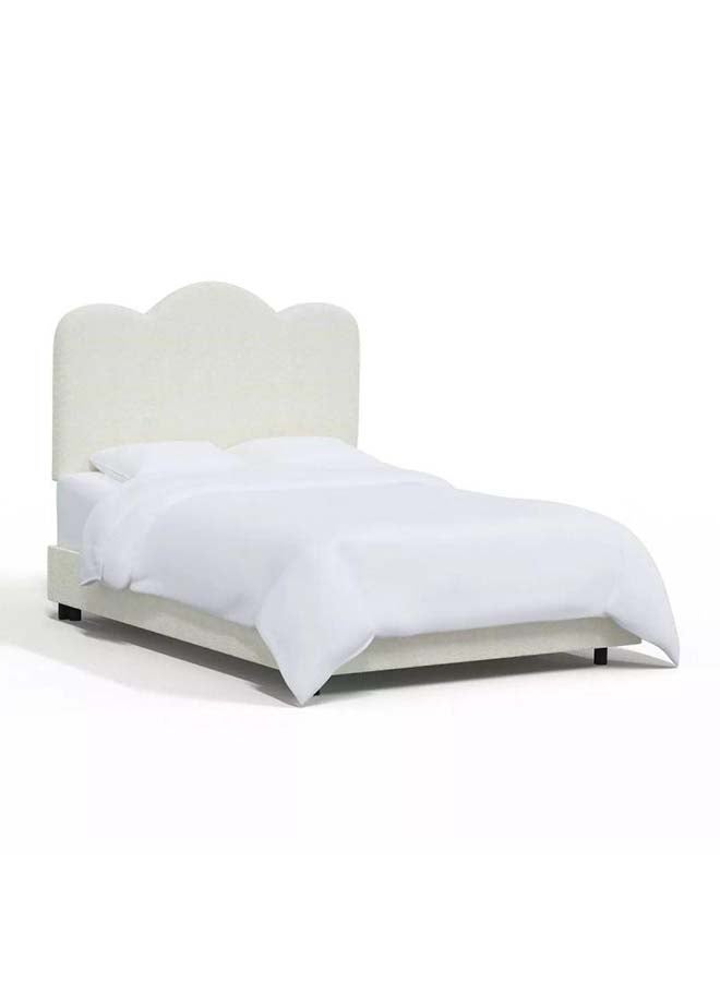 Al Home Ivory Silk: Single Bed in Swedish Wood with Chenille Fabric, Color Ivory, Dimensions 120x200x140 by Alhome