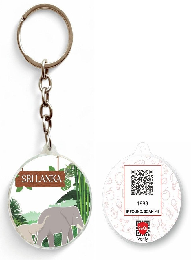 SeQR Lost and Found SRILANKA Souvenir Keychain Smart QR Tag for Travel, Bag, Stroller, Luggage Acrylic Digital ID Keychain for Safety and Return - Image 1