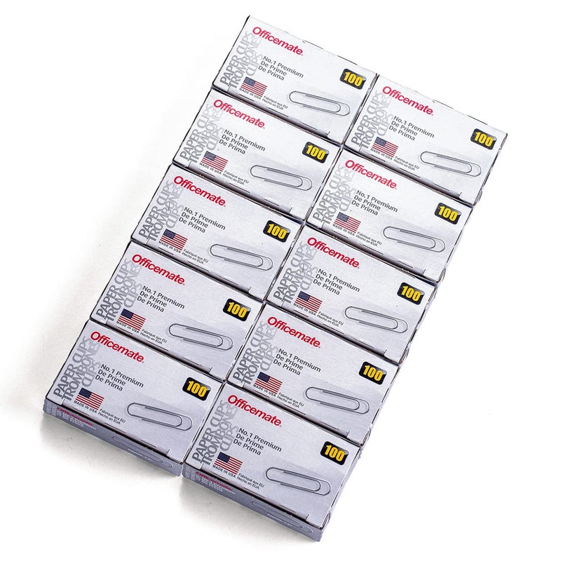 Officemate Premium #1 Paper Clips, 1,000 Paper Clips (10 Boxes of 100 Each) (99916) , Silver - Image 1