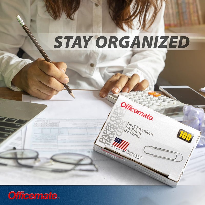Officemate Premium #1 Paper Clips, 1,000 Paper Clips (10 Boxes of 100 Each) (99916) , Silver - Image 2