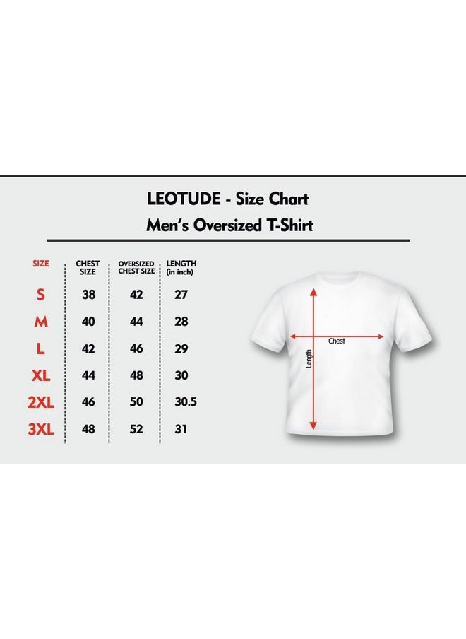 LEOTUDE - LEOTUDE Men's Cottonblend Round Neck Oversized Tshirt (SP-YO79-P_Black_2XL) - Image 1