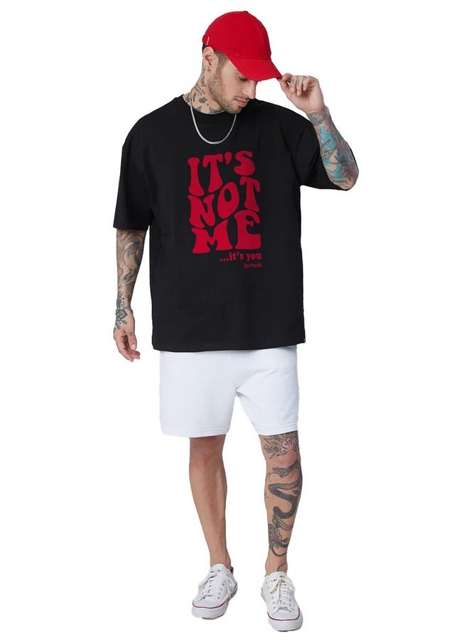 LEOTUDE - LEOTUDE Men's Cottonblend Round Neck Oversized Tshirt (SP-YO79-P_Black_2XL) - Image 1