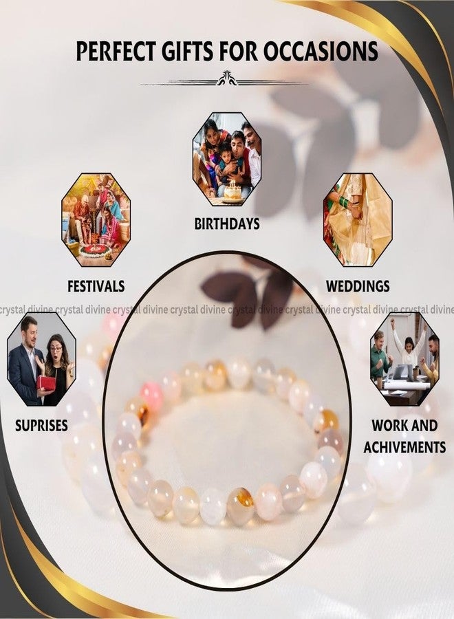 Crystal Divine Flower Agate Healing Crystal Bracelet For Woman 8mm Money Magnet Bracelet For Girls Crystal For Men Friendship Gifts Hand Couple Aesthetic For Gifts - Image 3