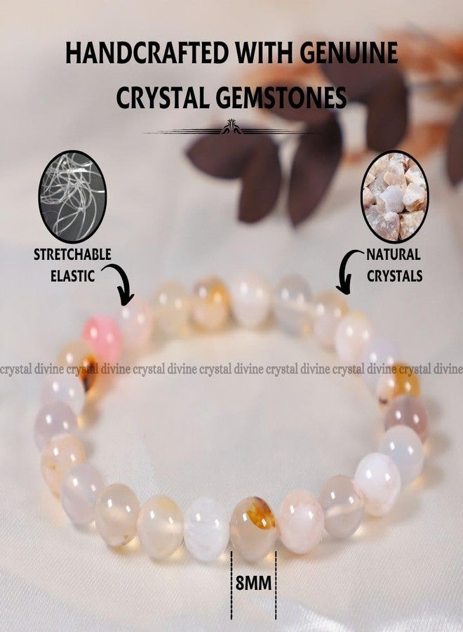 Crystal Divine Flower Agate Healing Crystal Bracelet For Woman 8mm Money Magnet Bracelet For Girls Crystal For Men Friendship Gifts Hand Couple Aesthetic For Gifts - Image 4