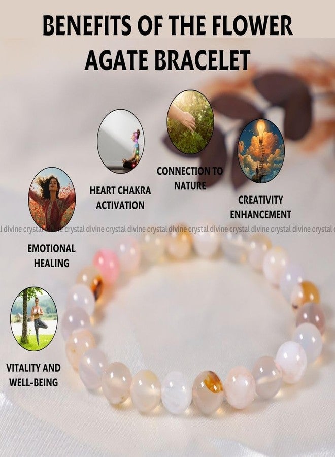 Crystal Divine Flower Agate Healing Crystal Bracelet For Woman 8mm Money Magnet Bracelet For Girls Crystal For Men Friendship Gifts Hand Couple Aesthetic For Gifts - Image 2