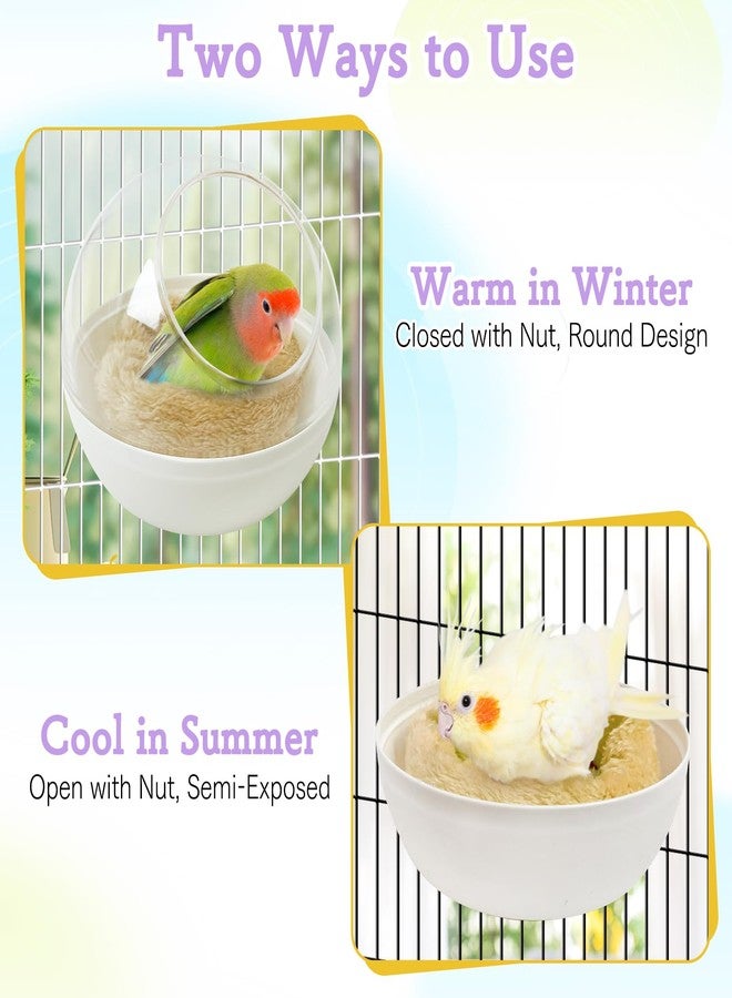 كاثسون عش طيور بلاستيكي من كاثسون، مقاوم للقضم، سرير صغير مع حصيرة، بيت معلق، قفص طيور، عش تكاثر وتفقيس، عش قابل للغسل للببغاء، البادجي، طائر الحب، الكناري (أبيض) - Image 4