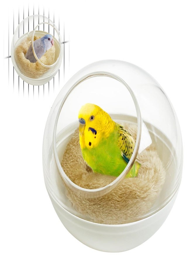 كاثسون عش طيور بلاستيكي من كاثسون، مقاوم للقضم، سرير صغير مع حصيرة، بيت معلق، قفص طيور، عش تكاثر وتفقيس، عش قابل للغسل للببغاء، البادجي، طائر الحب، الكناري (أبيض) - Image 1