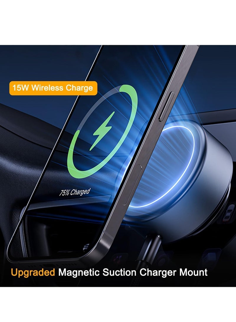 ELTRAZONE 15W Upgraded Vacuum Magnetic Wireless Charger Suction Phone Mount - Perfect for Car, Mirror, Gym - Magnetic Suction Stand, Fast Charging for iPhone 12/13/14/15/16 Series - Black - Image 2