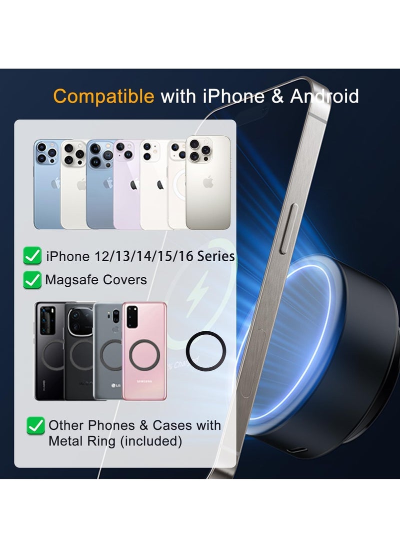 ELTRAZONE 15W Upgraded Vacuum Magnetic Wireless Charger Suction Phone Mount - Perfect for Car, Mirror, Gym - Magnetic Suction Stand, Fast Charging for iPhone 12/13/14/15/16 Series - Black - Image 4