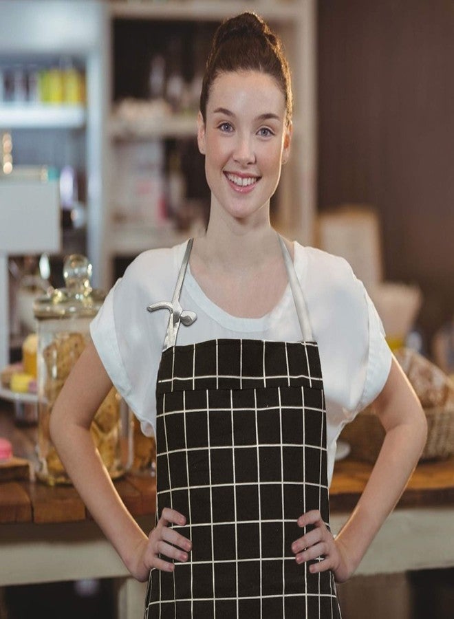YOLOPARK Simple Parent and Child Apron, Comfortable Cotton Apron with Pocket for Painting Cooking Artist Chef, Pack of 2 (Black Plaid)… - Image 4