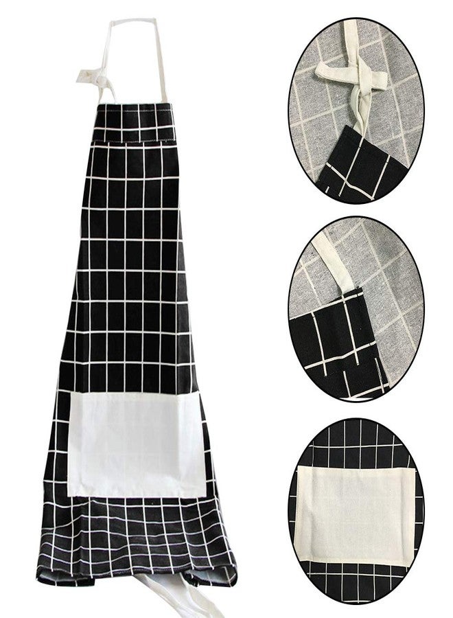 YOLOPARK Simple Parent and Child Apron, Comfortable Cotton Apron with Pocket for Painting Cooking Artist Chef, Pack of 2 (Black Plaid)… - Image 3