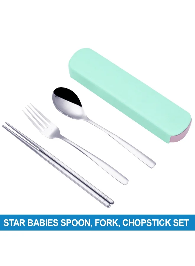 ستار بيبيز Star Babies - Spoon, Fork & Chopsticks Set - Green