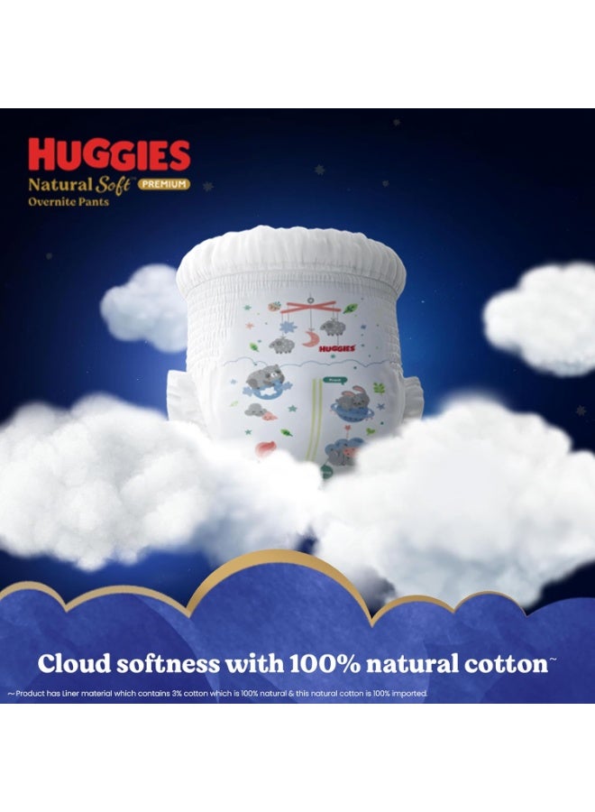 Huggies Natural Soft Overnite Diaper Pants| Premium Pant Style Baby Diapers Medium Size (M Size | 7-12 Kgs), 42 count| Keeps baby dry all night with cloud softness all over (Pack of 2) - Image 3