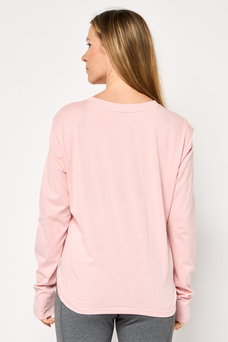 DKNY Sport Women Sportswear Fit Long Sleeve Outdoor T-Shirt, Light Pink - Image 4