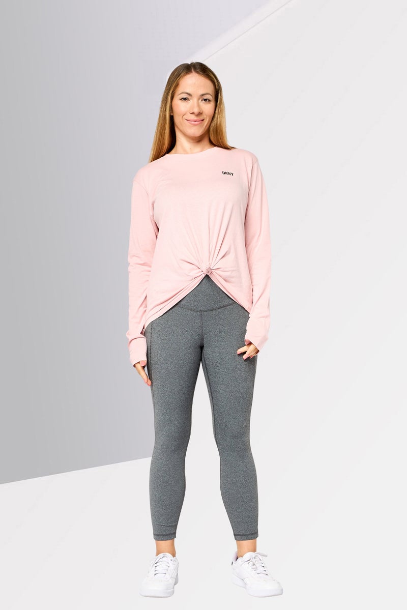 DKNY Sport Women Sportswear Fit Long Sleeve Outdoor T-Shirt, Light Pink - Image 2