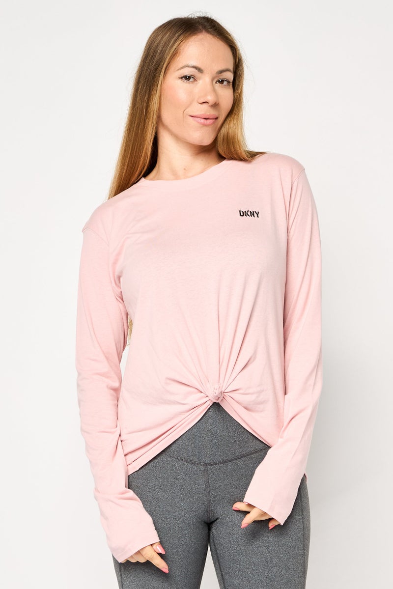 DKNY Sport Women Sportswear Fit Long Sleeve Outdoor T-Shirt, Light Pink - Image 1