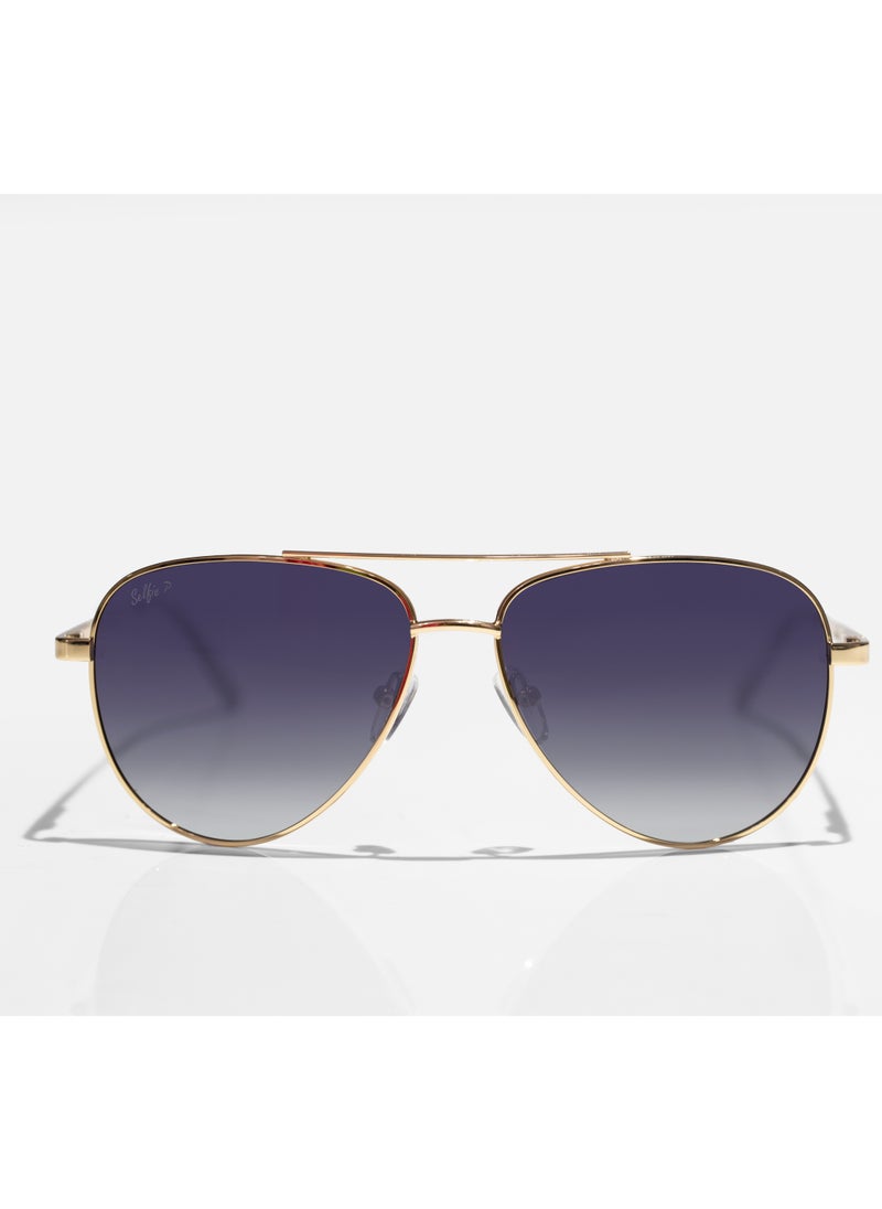 selfie Selfie Polarized Blue Lense Gold Metal Frame Sunglasses, SE8286-C4  - Image 1