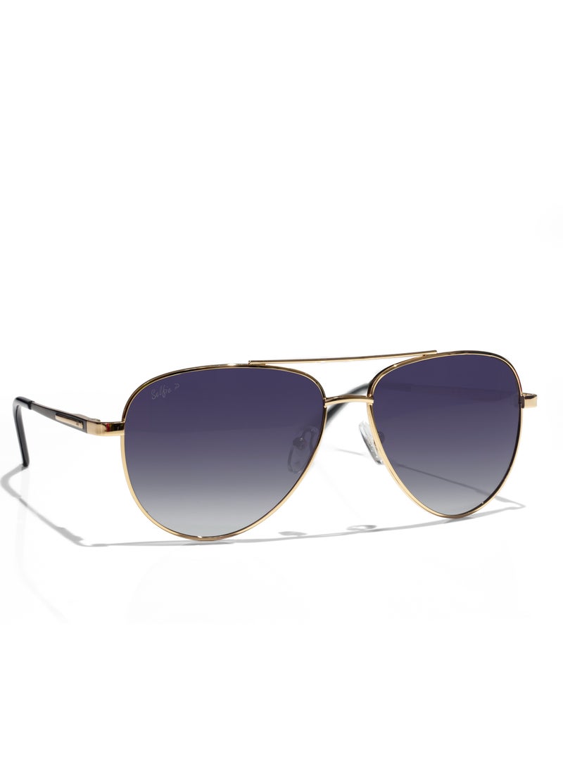 selfie Selfie Polarized Blue Lense Gold Metal Frame Sunglasses, SE8286-C4  - Image 3