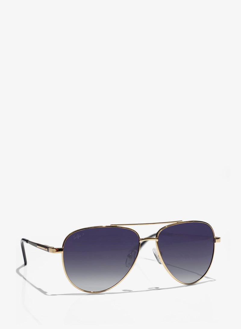 Selfie Polarized Blue Lense Gold Metal Frame Sunglasses, SE8286-C4 - Image 3
