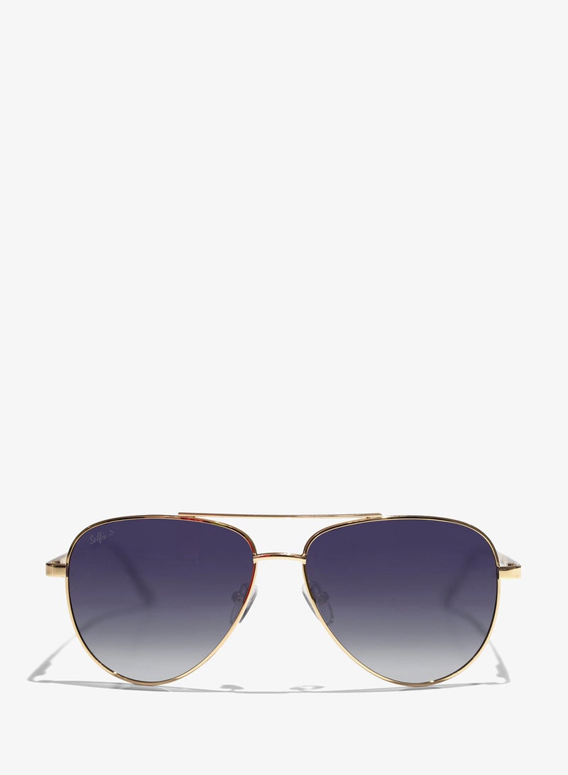 Selfie Polarized Blue Lense Gold Metal Frame Sunglasses, SE8286-C4 - Image 1