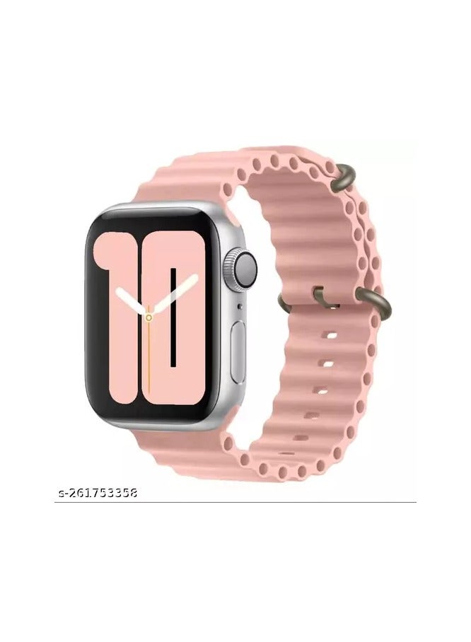 ELMO3EZZ Ocean Band For Apple Watch Ultra 49mm 45mm 44mm 42mm 41mm 40mm 38mm, Soft Silicone Sport Wristbands Replacement Strap iWatch Ultra SE 8 7 6 5 4 3 2 1(pink) 