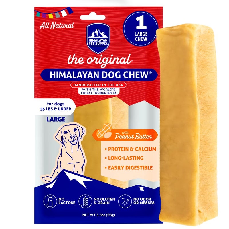 Himalayan Dog Chew Original Yak Cheese Chew, Peanut Butter, 1 Large Stick, 3.3 oz, Gluten Free, Healthy Treats, Grain & Lactose Free 100% Natural, Long Lasting Chews for s Under 55 lbs - Image 1