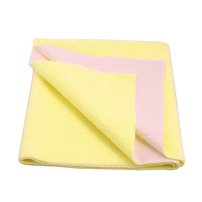 Dream King Waterproof Quick Dry Sheet for Baby| Bed Pad Anti-Piling Fleece Extra Absorbent Washable Matress Protector| Baby Bed Protector - Size Medium 100X70 Cm (Yellow) - Image 1