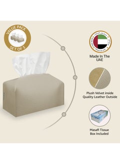 LeArt Leather Tissue Box Cover – Home Decorations for Living Room, Bedroom and Office | Car Tissue Holder | Tissue Box Holder for Car | Tissue Box Cover for Car (Camel - Pack of 3)  - Image 2