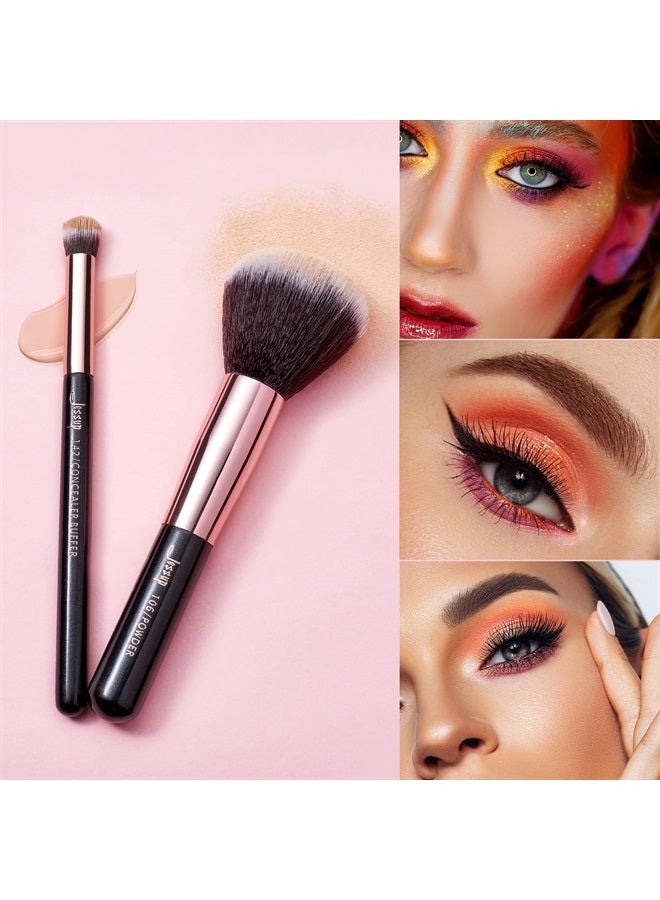 Jessup Makeup Brushes, Labeled Makeup Brush Set Premium Synthetic and Natural Hair Foundation Powder Concealer Eyeshadow Blending 15pcs Brush Kit, Rose Gold/Black T160 - Image 5
