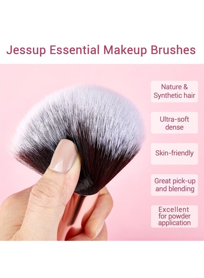 Jessup Makeup Brushes, Labeled Makeup Brush Set Premium Synthetic and Natural Hair Foundation Powder Concealer Eyeshadow Blending 15pcs Brush Kit, Rose Gold/Black T160 - Image 3