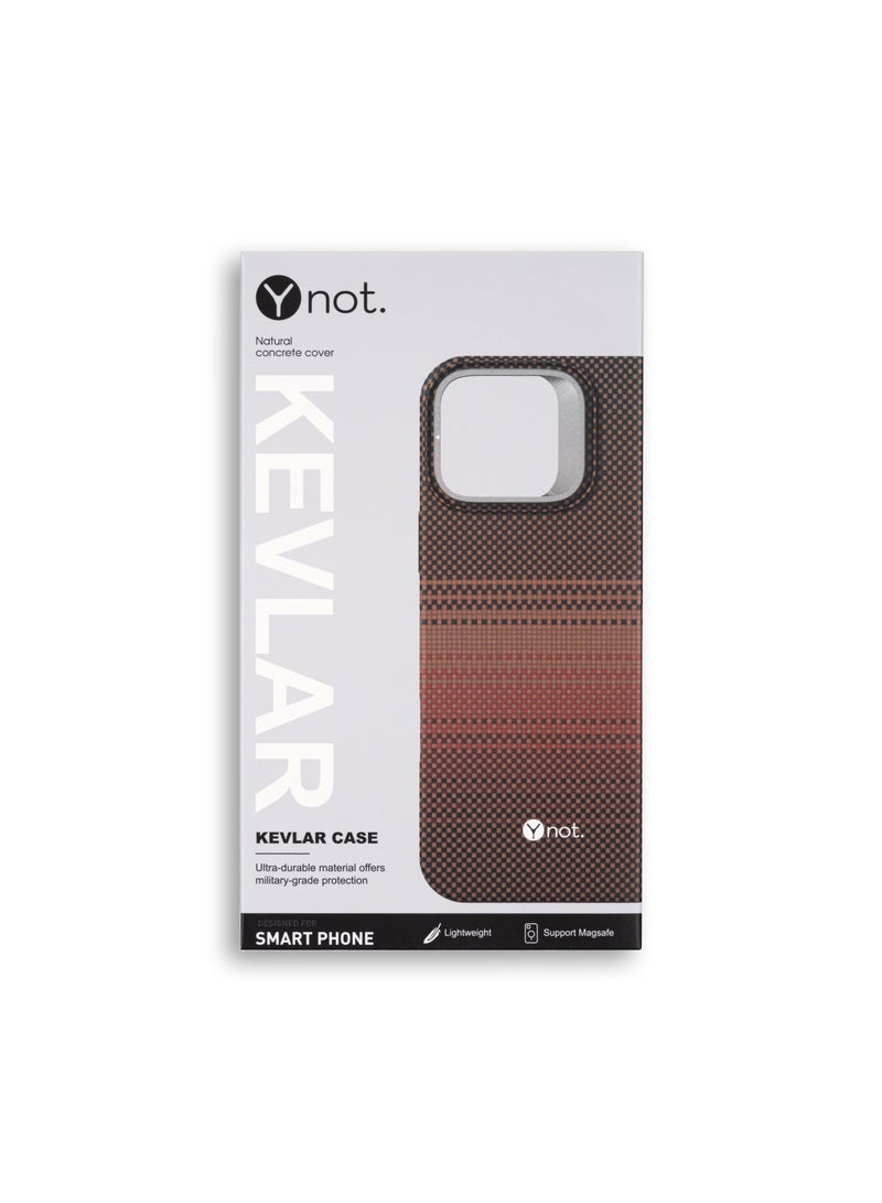 YNOT iPhone 15 Pro Kevlar Fiber Case with MagSafe and Stand - Carbon Brown - Image 4