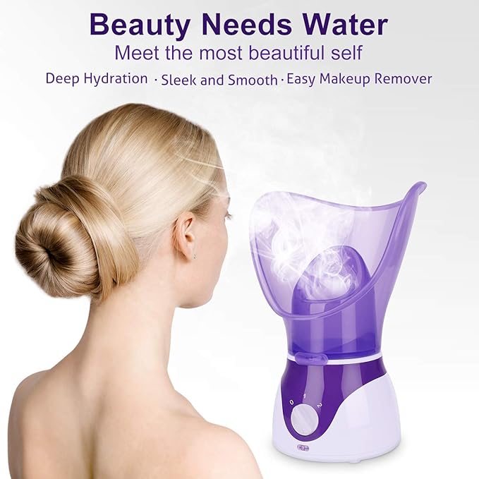 VOUM Facial SteamerVOUM Face Steamer for Facial Deep Cleaning Home Facial Sauna Spa Sinuses Humidifier Atomizer Warm Mist Unclogs Pores Unisex Purple - Image 3