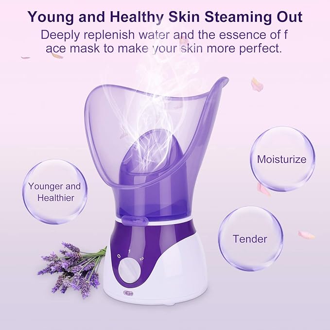 VOUM Facial SteamerVOUM Face Steamer for Facial Deep Cleaning Home Facial Sauna Spa Sinuses Humidifier Atomizer Warm Mist Unclogs Pores Unisex Purple - Image 2