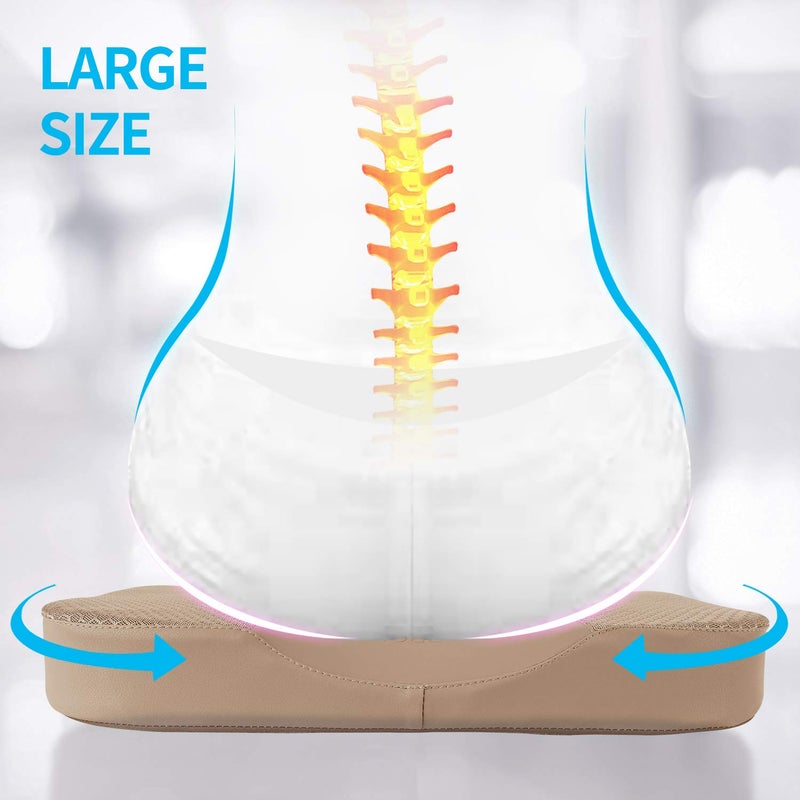 LARROUS Comfort Memory Foam Seat Cushion for Car Seat Driver, Tailbone (Coccyx) Pain Relief Pad for Driving, Office Chair (Beige) - Image 3