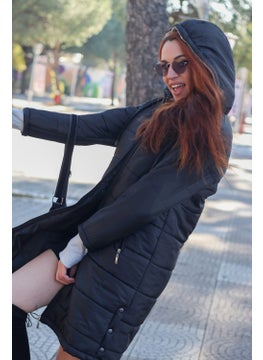 1Tarz 1 style Toridas Winter Hooded Long Women's Puffer Coat TR805BLACK  - Image 2