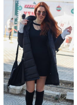1Tarz 1 style Toridas Winter Hooded Long Women's Puffer Coat TR805BLACK  - Image 4