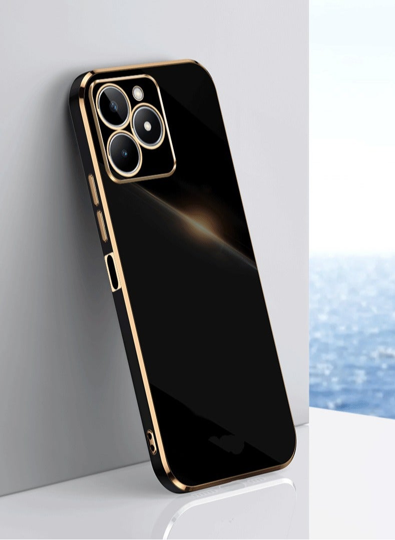 realme C61 4G/ C63 4G Case Cover, Luxury Plating Soft Back Cover, Raised Full Camera Protection, Slim Thin TPU Mobile Phone Case Black - Image 1