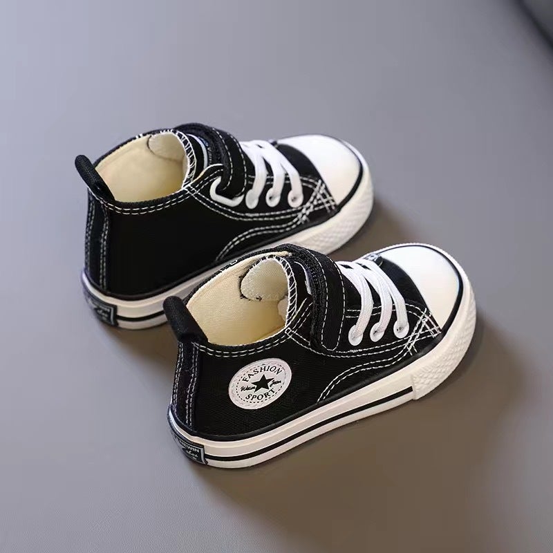 Children'S Canvas Shoes High-Top Kidsren'S Sneakers Girls' Cloth Shoes Boys' Shoes Spring & Fall Casual White Shoes - Image 3